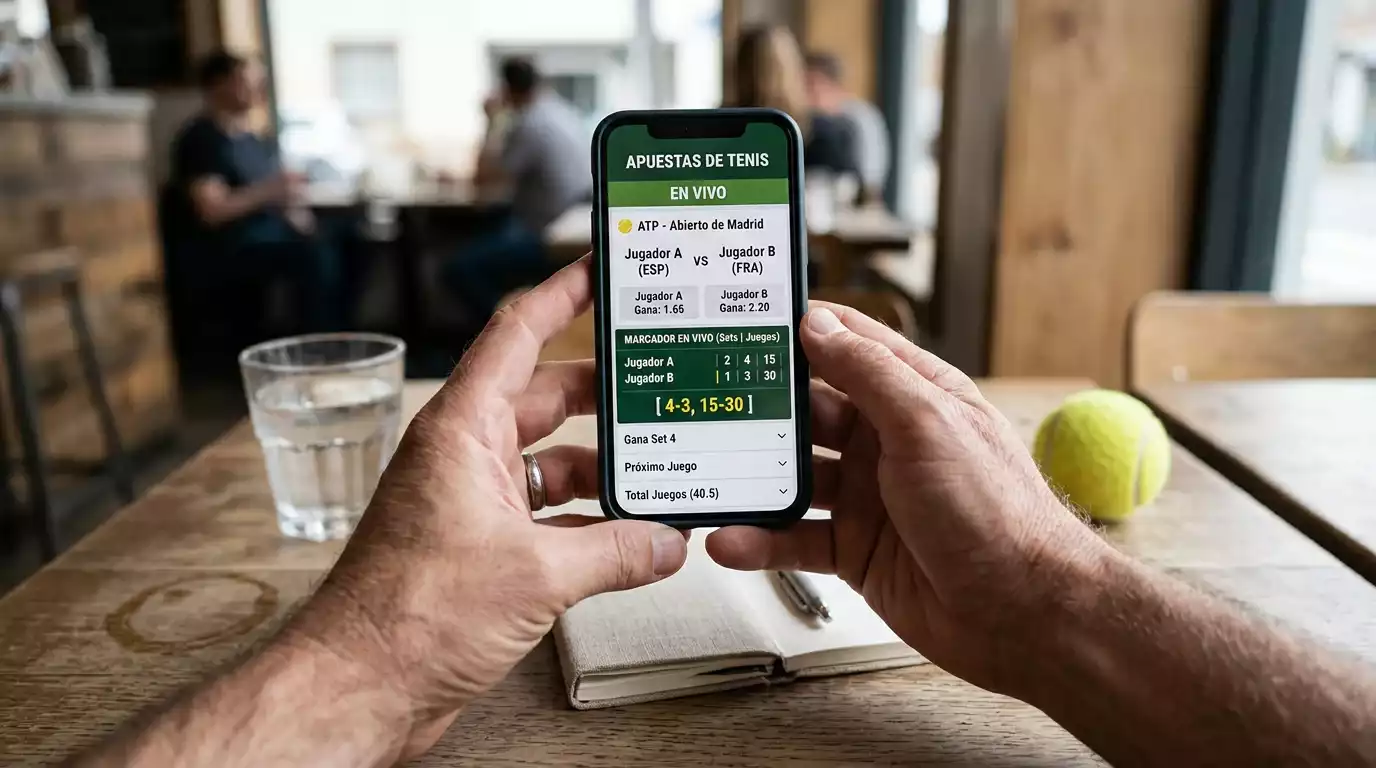 Pantalla de operador con mercados de apuestas de un partido de tenis ATP